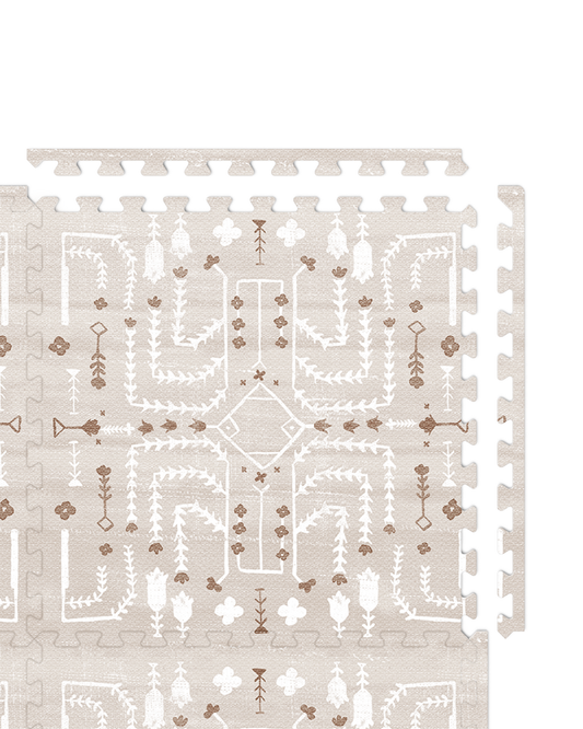 Play Mat in Oatmeal Floral Persian / 4x6